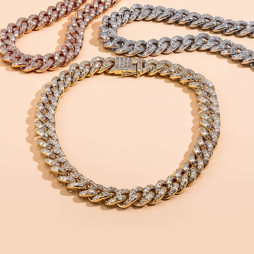 Amazon European and American Cross-Border New Full Diamond Cuban Chain High-Quality Hot-Selling Design Hip-Hop Necklace Jewelry Wholesale