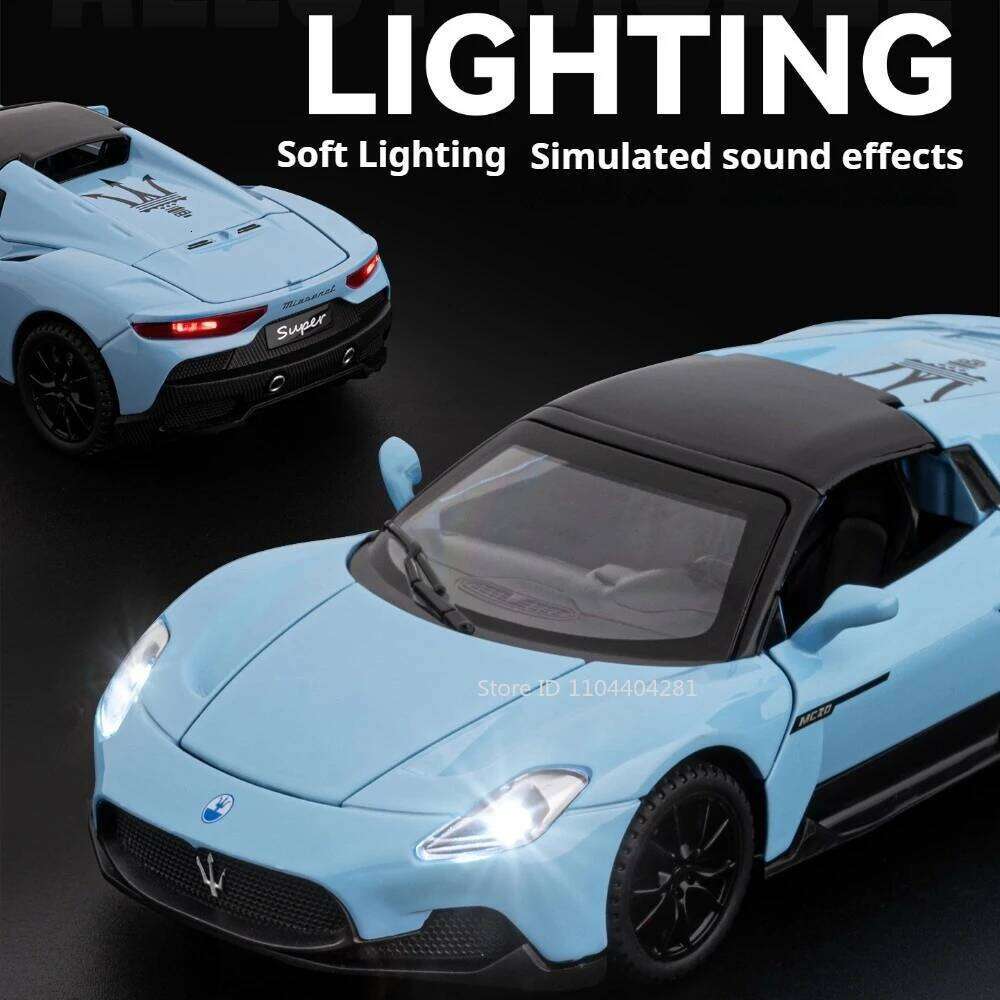 1:32 MC20 Lambor Revuelto Alloy Diecast Model Toys Car Doors Opened with Sound Light Pull Back Miniature Vechies Home Decoration Z260306