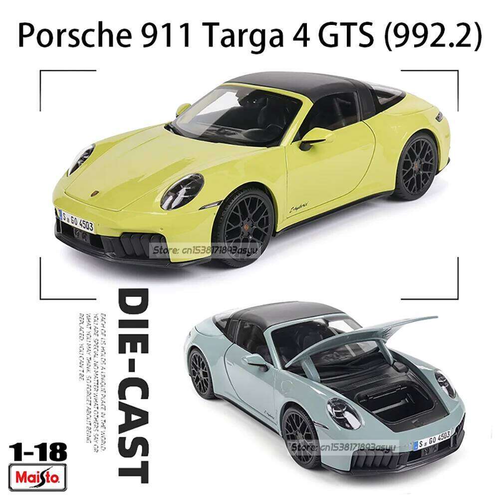 Maisto 1:18 Porsche 911 Tarqa 4 GTS 992.2 Coupe car Alloy Model Classic Car Decoration Collection gift box packaging Z260306