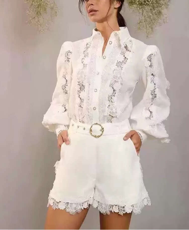 2026 new niche lace patchwork casual a3 vacation shirt top for women, high waisted shorts