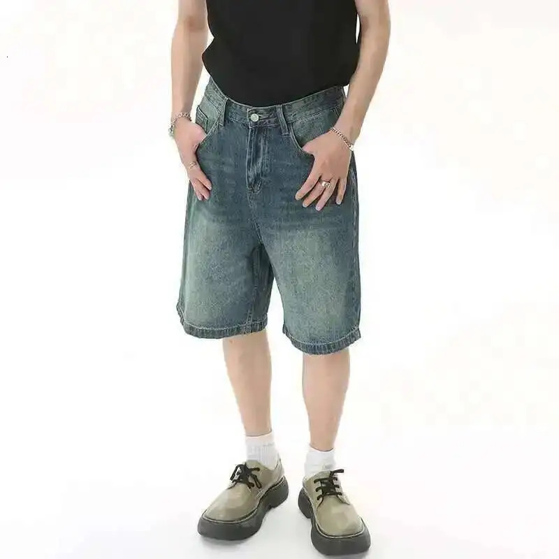 IEFB Summer Mens Casual Jeans Shorts Loose Mid High Waist Fashion Knee Lenght Denim Short Pants Vintage Male Korean 9A8588 260306