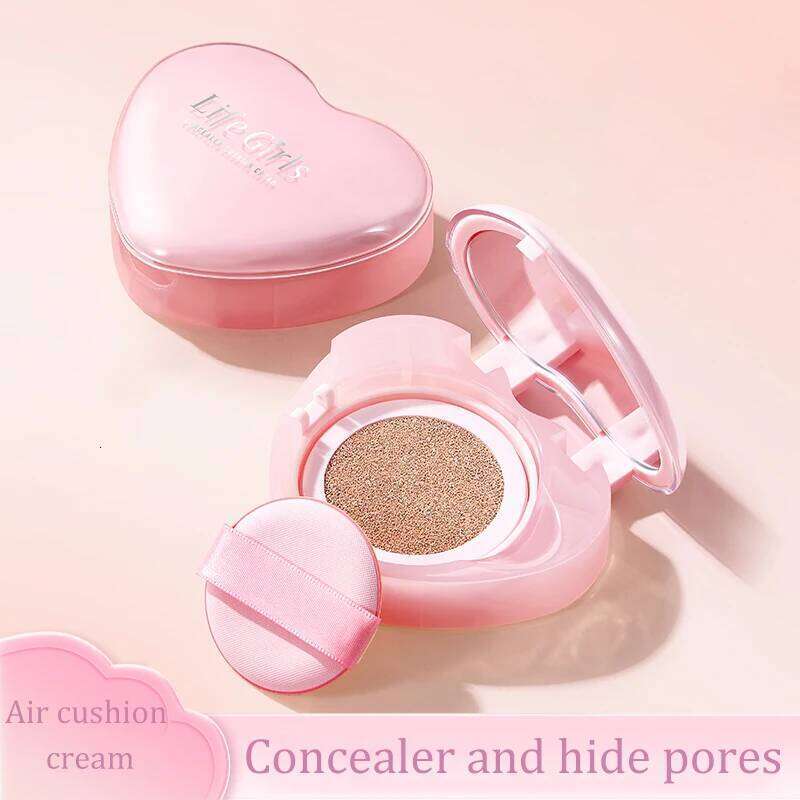 Pink Heart Concealer Air Cushion Long-lasting Delicate Moisturizing Translucent Foundation Cream Portable Valentine's Day Gift 26L0306