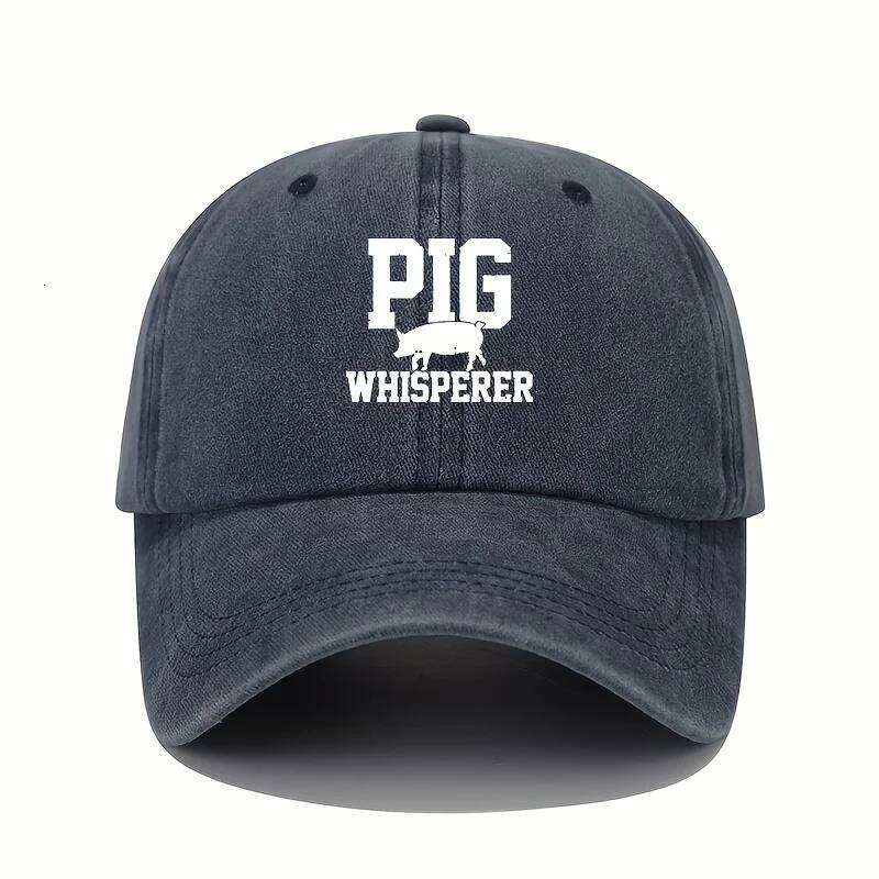 Pig print baseball retro lightweight washed cap adjustable men's and women's sun protection hats Y260304