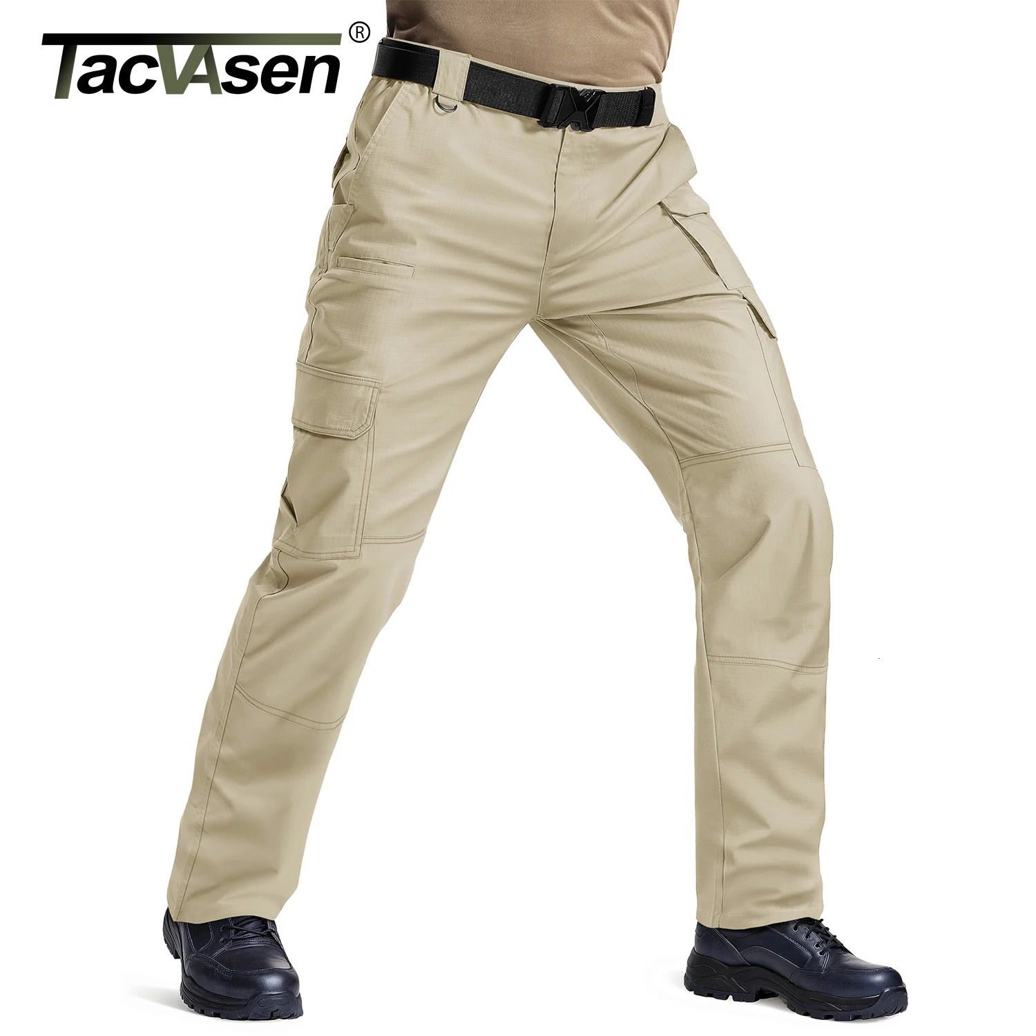 TACVASEN Mens Cargo Work Pants Hiking Tactical Waterproof Trousers Ripstop Breathable Stretch Pants with 8 PocketsNo Belt 260305