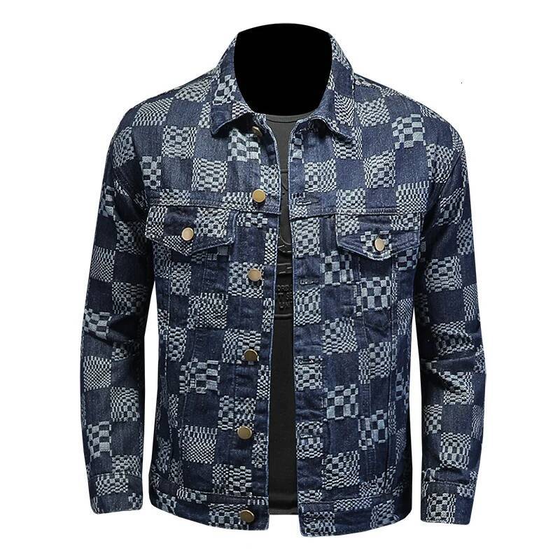 Spring Auutmn Jacquard Denim Jackets Luxury Cotton Turn Down Collar Simple Casual Male Cowboy Coats Man OuterWear