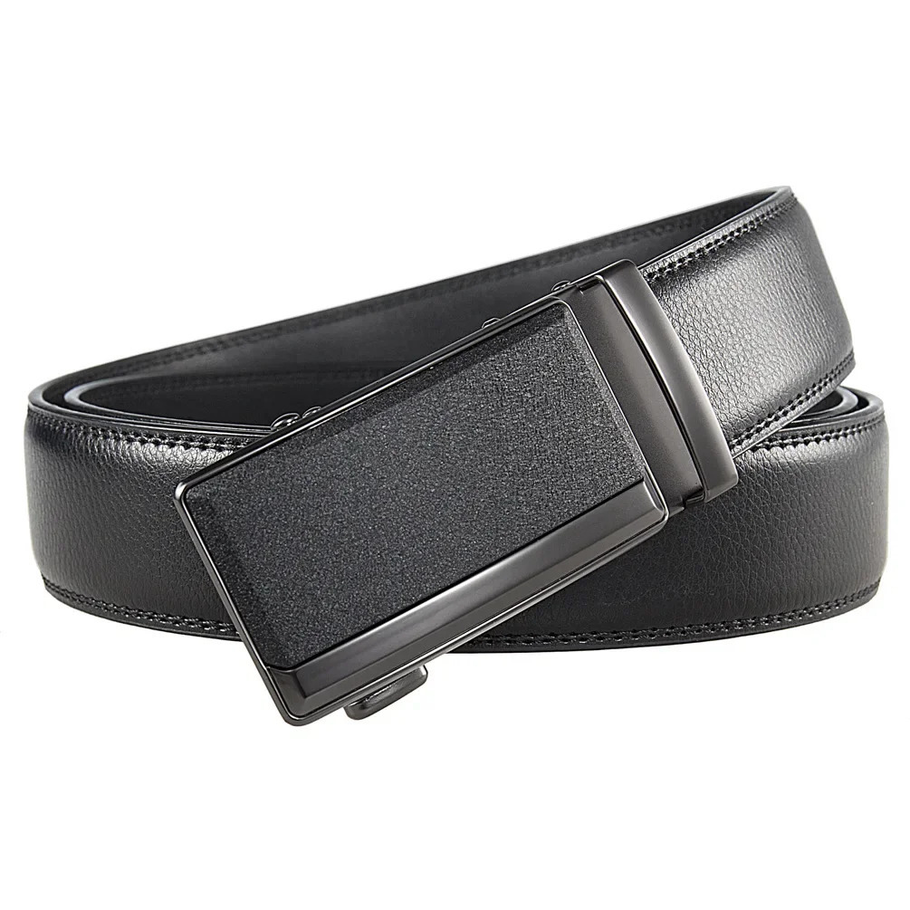 Male Cowskin Leather Belt - Automatic Buckle er Style 35cm Black/Brown Plus Size 130-170cm 260302