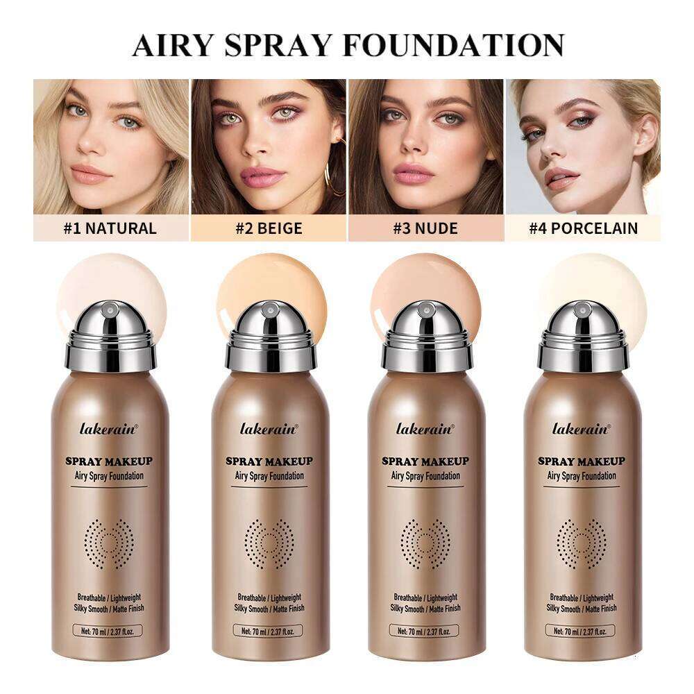 Magic Airbrush Foundation Airy Spray Makeup Silky Mist Buildable Coverage Waterproof Sweat Proof Flawless Matte Finish 26L0306
