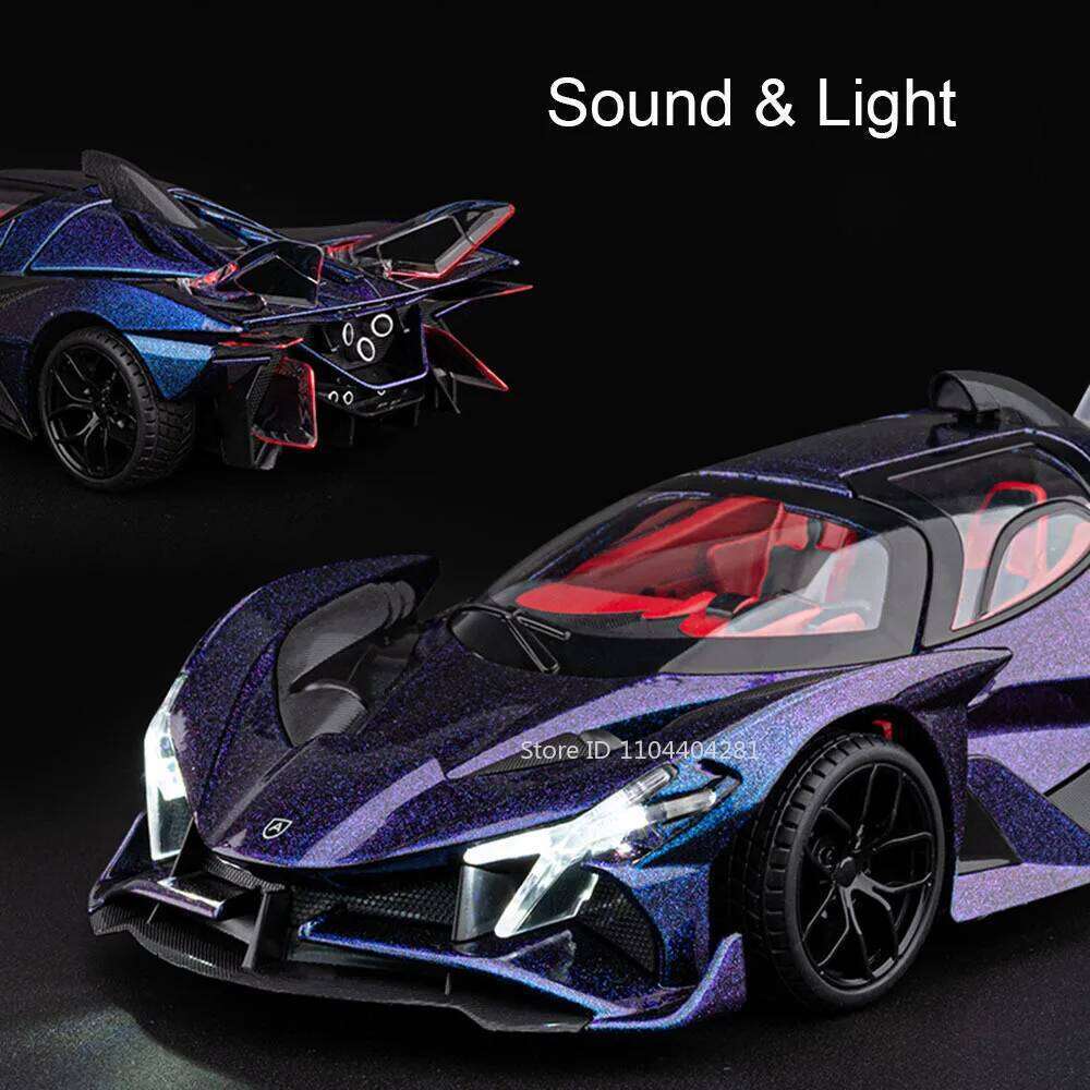 1:18 Scale Apollo EVO Lambor LP770 Alloy Sports Car Diecast Toys Model Ornament Music Light Pull Back Vehice Child Birthday Gift Z260306