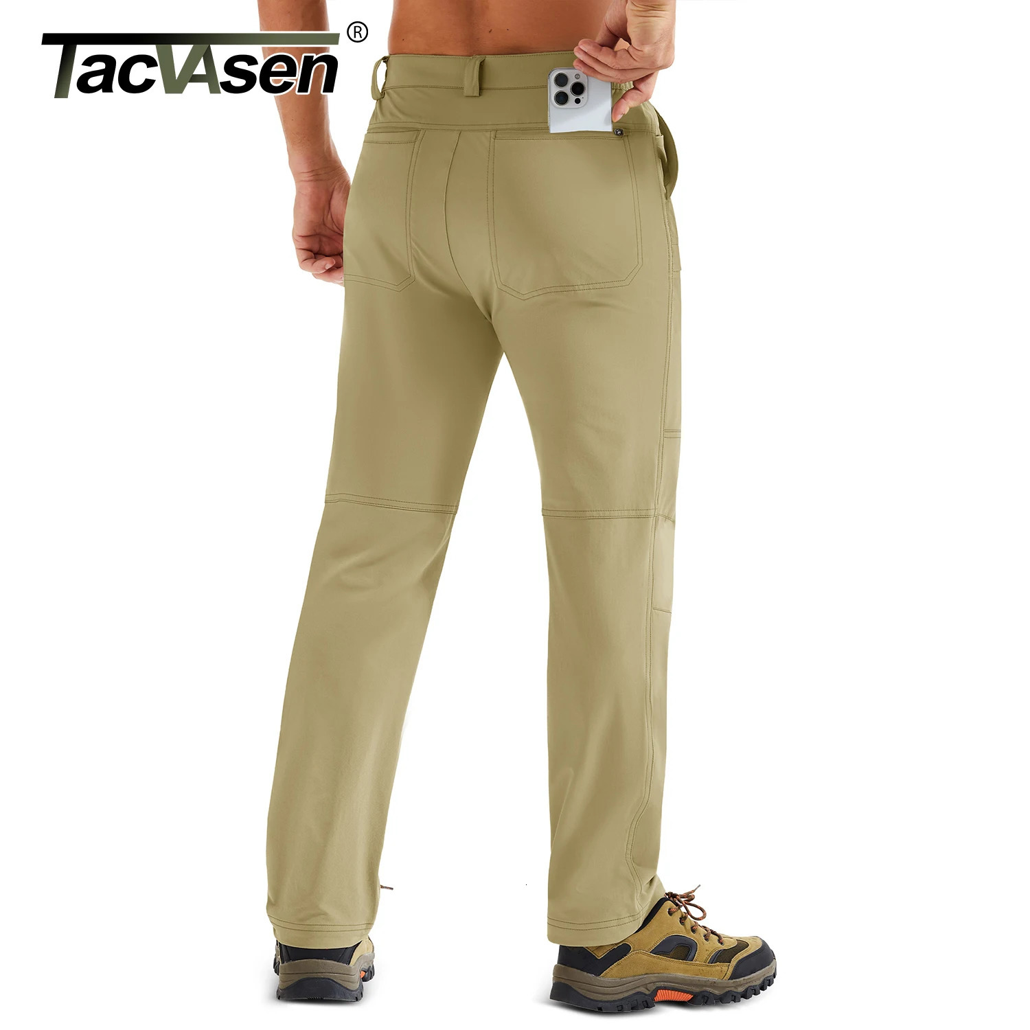 TACVASEN Mens Hiking Pants Lightweight Quick Dry 7 Pockets Travel Pants for Men Water Resistant Ripstop Work Fishing Cargo Pant 260305