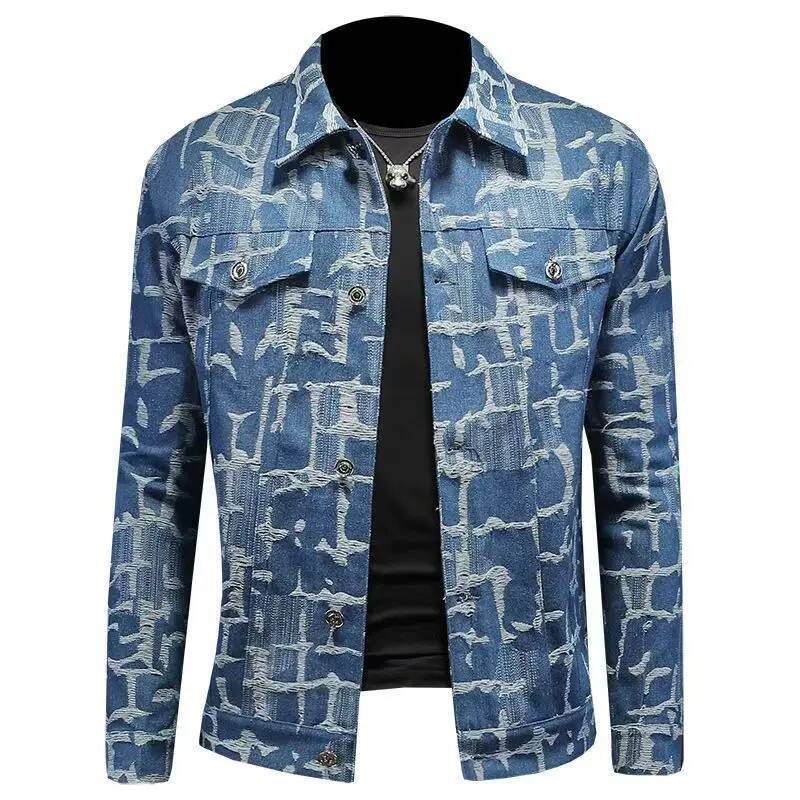Denim Jackets Man Autumn Cowboy Coat Men Vintage Fashion Fabric Outwear Branded Menswear High Quality Leisure Outerwear
