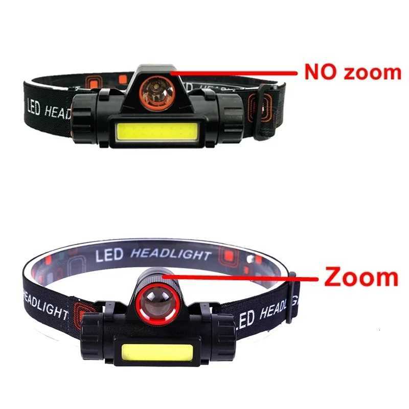 Super Bright LED Headlamp Rechargeable Waterproof Flashlight With XPE COB Beads And Tail Magnet Dual Light Sources Work Light H260307