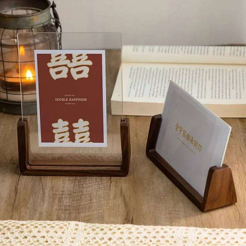 Nordic Acrylic Frame Wooden Kpop Idol Display Wedding Party Picture Holder Desktop Office Photo Decor H260306