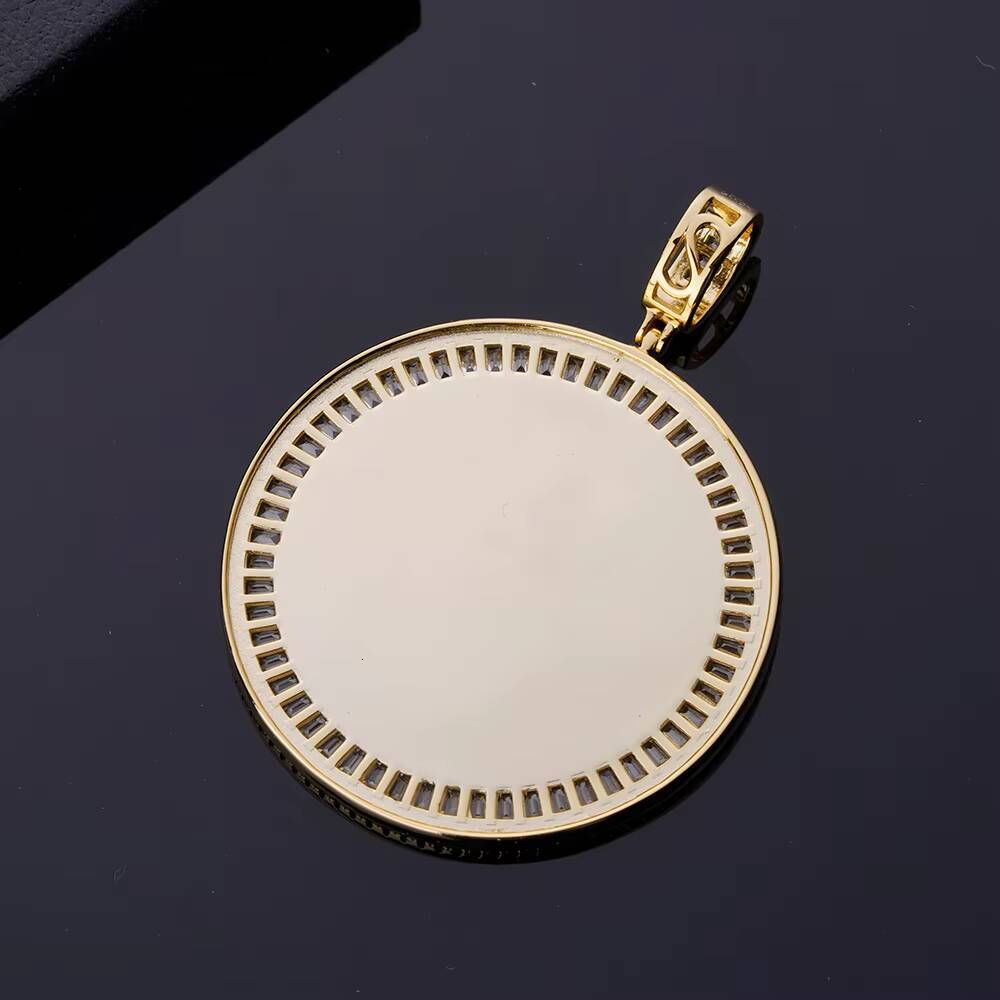 Hip Hop Iced Out Vvs Moissanite baguette Cz 10k White Gold Plated Large Memory Diy Sublimation Custom Photo Pendants