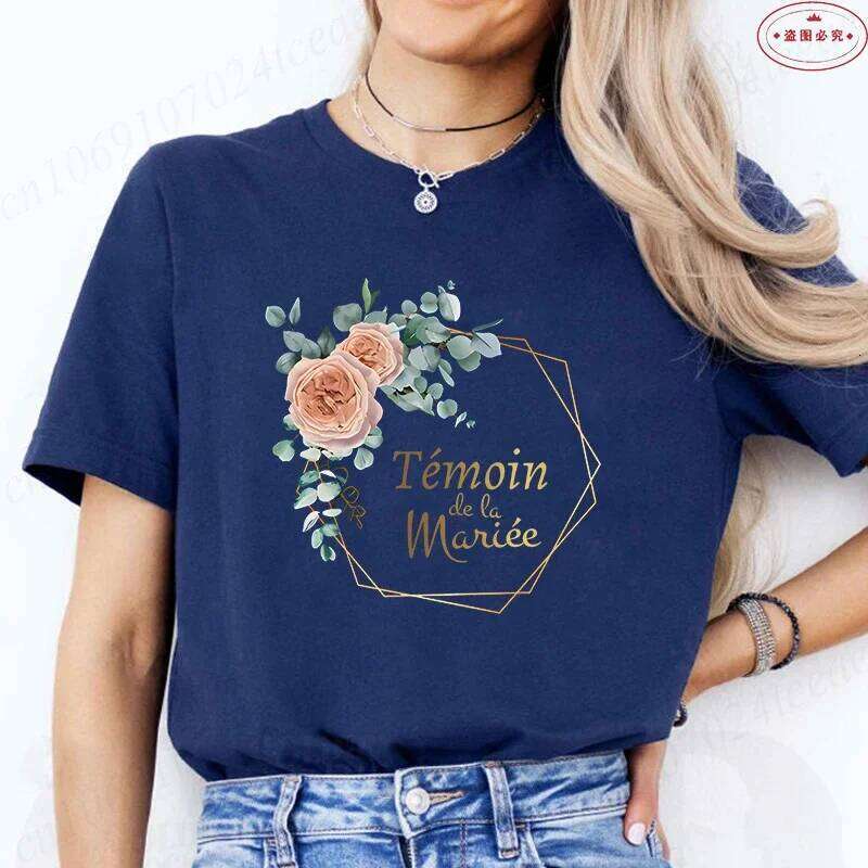 EVJF Future T-shirt French Bridal Wedding Team Bride Tops Bachelorette Hen Party Tshirt Women Flower Wreath Graphic Tees XJ260306 XJ260306