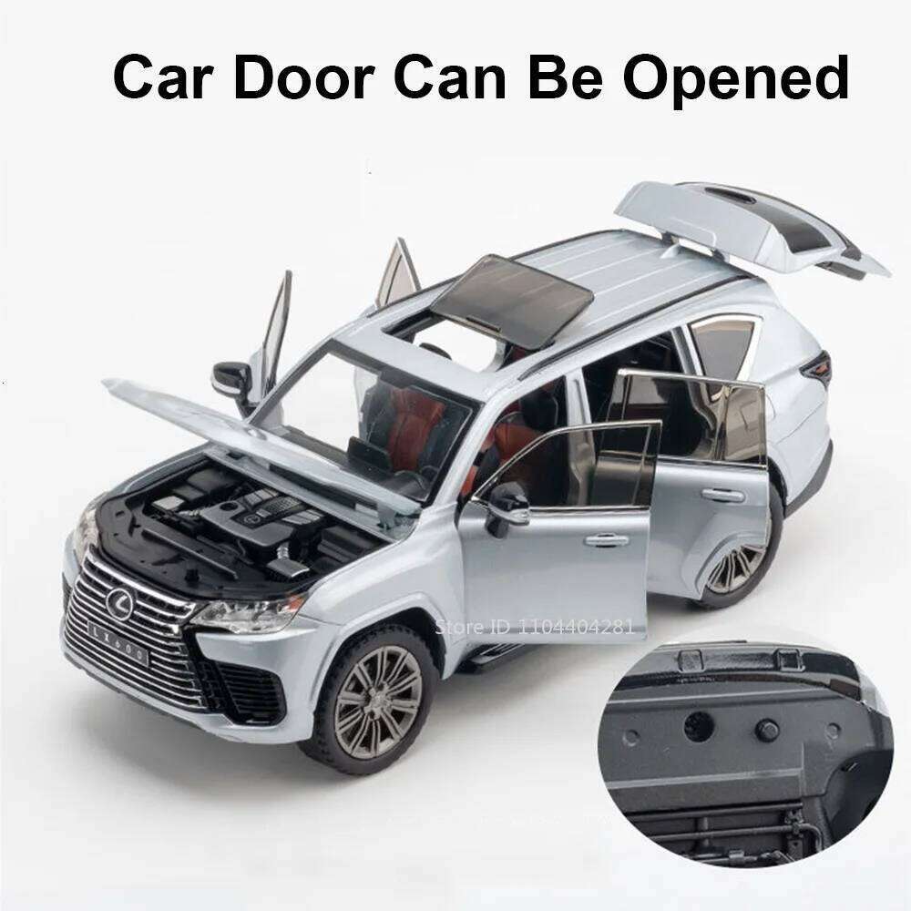 1:24 LX600 ES300H Models Alloy Diecast Toys Cars 6 Doors Opened Sound Light Pull Back Front Wheel Steering Vehices Kid's Present Z260306