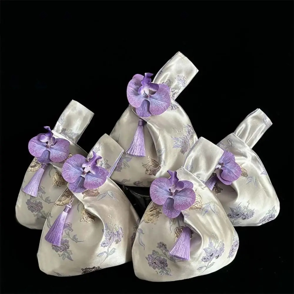 Small Item Pouch Tassel Knot Wrist Bag Storage Bags Flower Pendant Chinese Style Handbag Cosmetic Lunch 260307