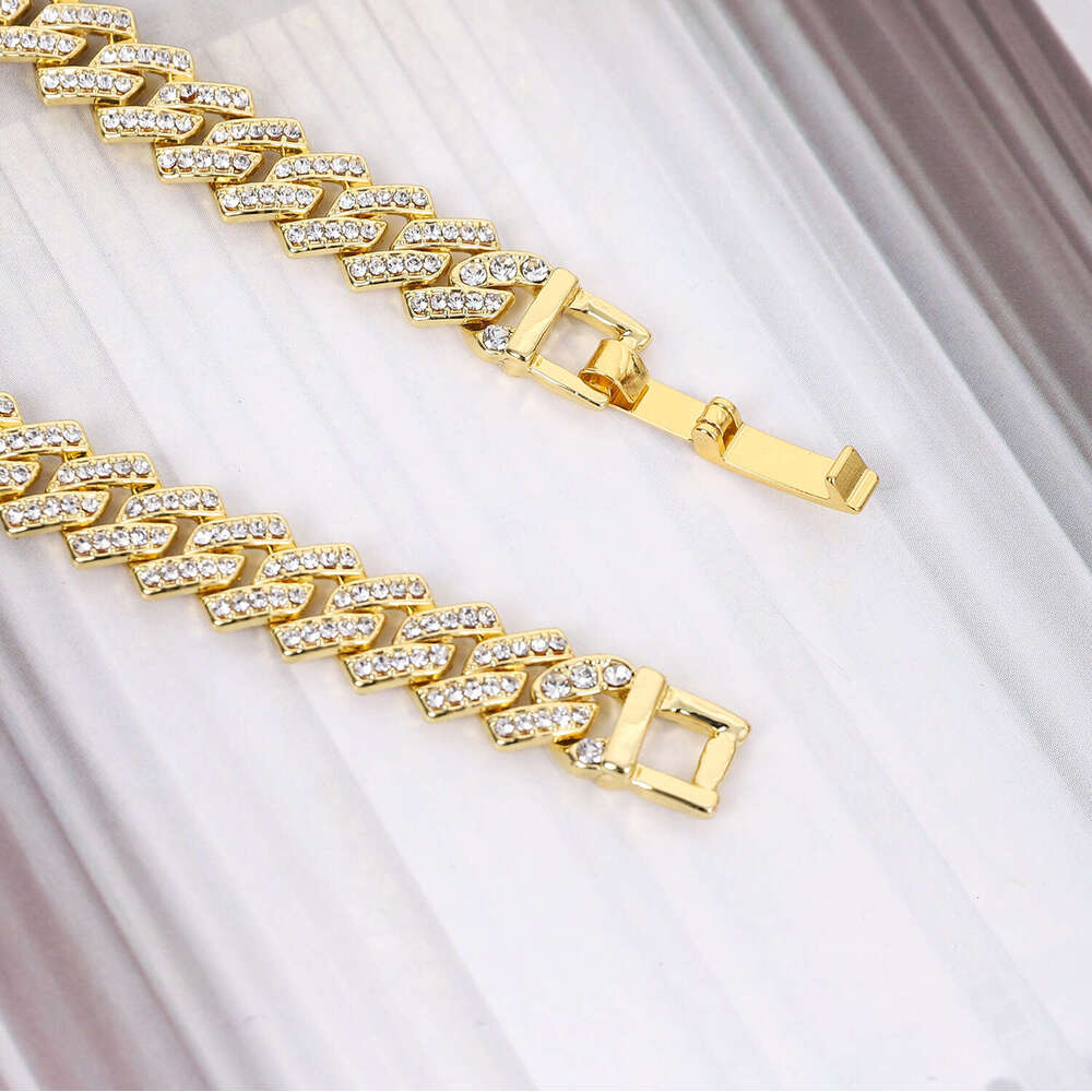 Source Manufacturer High-Quality Cuban Chain 10MM Full Diamond Clasp Hip-Hop Necklace Jewelry