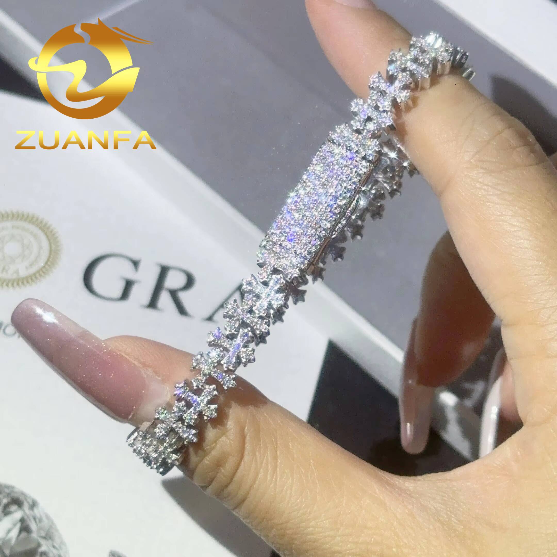 Instock Mini Cross Cuban Link Chain Bracelet Hip Hop Jewelry Iced Out Men Women Moissanite Bracelet 925 Silver Bracelet