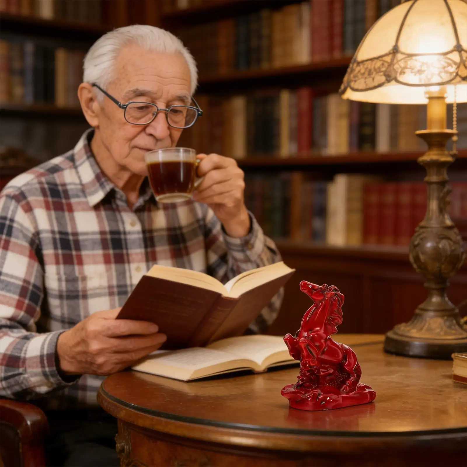 Red Resin Horse Statue Chinese Zodiac Decor for Home Office Holiday GiftT260307