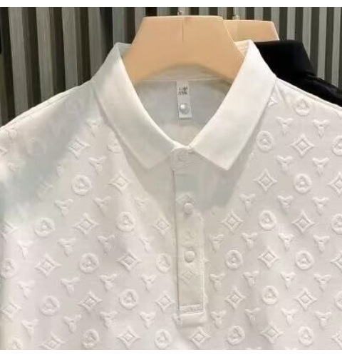 Luxury Brand Designer Clothes 2025 Summer New Fashion Slim Fit Short Sleeve Polo Shirt Men's Light Luxury High-End Turn-Down Collar Half Sleeve T