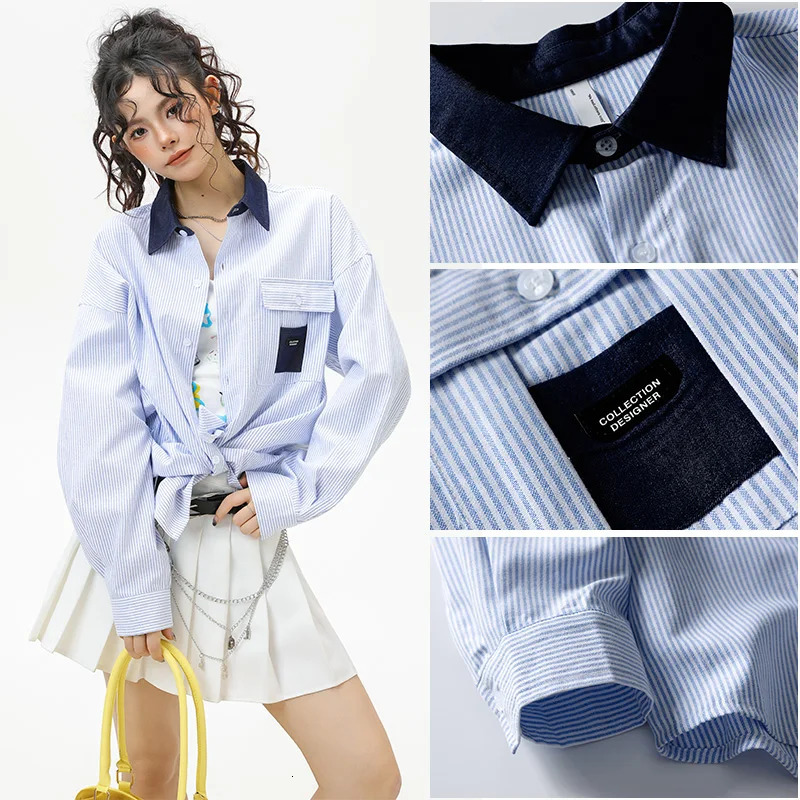 Couple Shirt Long Sleeve Striped Shirts Spring Blouses Unisex Fashion Loose Blouse Y2K Men Clothing Casual Girls Clothes 260228