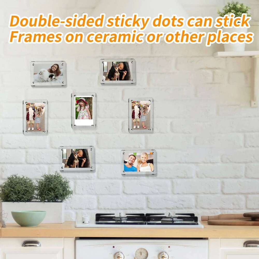 5 Packs Acrylic Fridge Instax Frame, 2.46x3.54 Inch Magnet Frame for Refrigerator, Double Sided Mini Picture Frames H260306