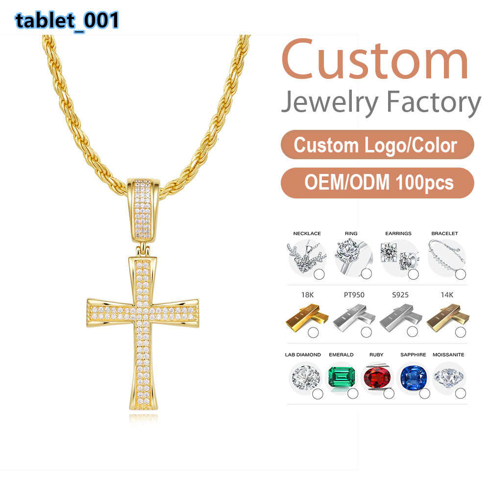 Hip Hop Style Cross Pendant with VVS Moissanite Silver 925 Iced Out Design LGL Certified Unisex Chain