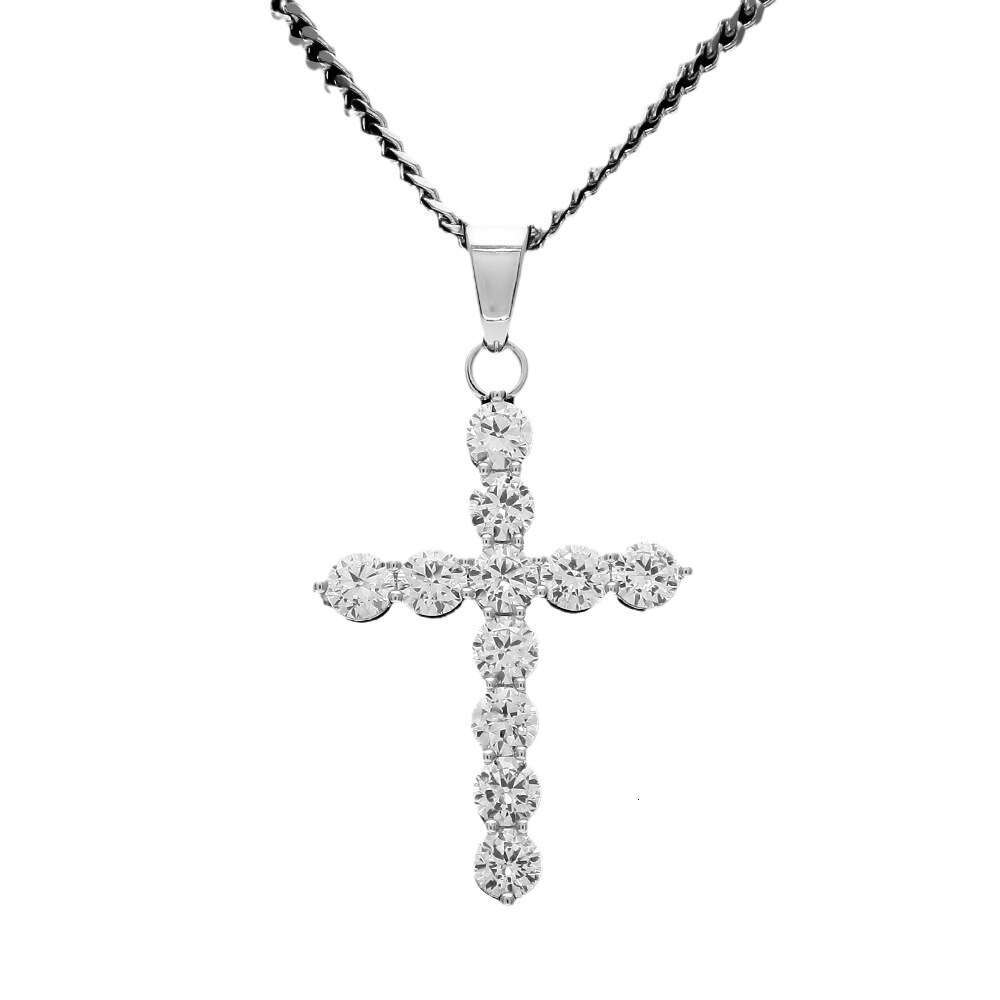 European and American high-quality men's accessories, micro-inlaid AAA zircon cross pendant, hip-hop Cuban chain wholesale