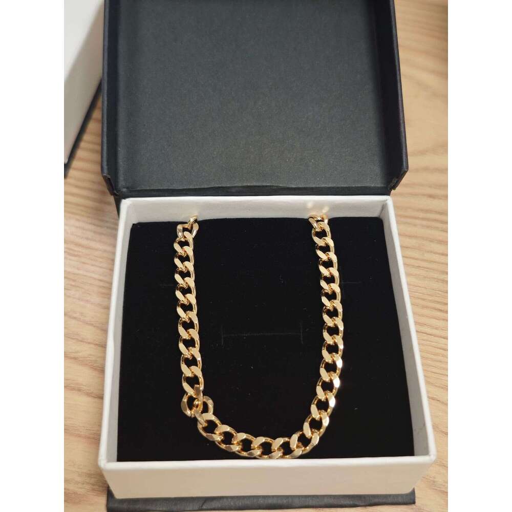 New Cuban Style Titanium Steel Square Dragon Bone Necklace Premium Flip Cover Gift Box Men's Versatile Accessory