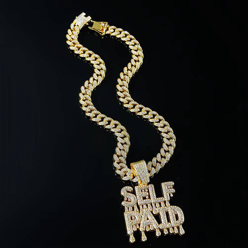 Hot Silver Plated Hip Hop Jewelry Mens Iced Out Moissanite Custom Design Letter Alphabet Cuban Link Chain Pendant Necklace 2025