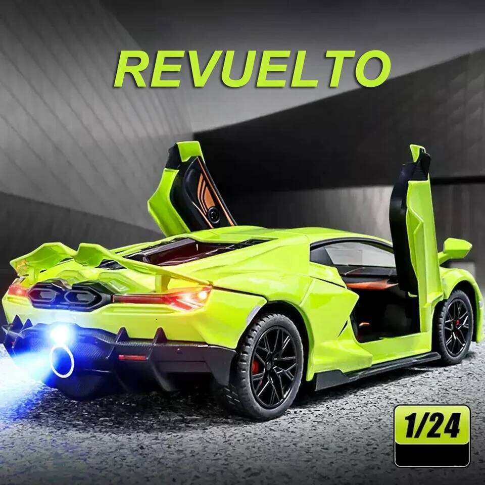 1:24 Lambor Revuelto Bolide Alloy Diecast Cars Model Toys with Sound Light Pull Back Doors Opened Miniature Sports Car Boy Gifts Z260306