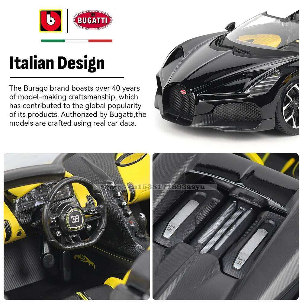 Bburago 1:18 Bugatti Mistra Bolide Divo genuine die-casting simulation alloy car model handicraft decoration collection toy Z260306