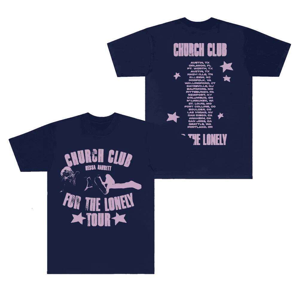 Nessa Barrett Merch T-Shirt for Women and Men Church Club For The Lonely Tour Short Sleeve Top Tees XJ260306