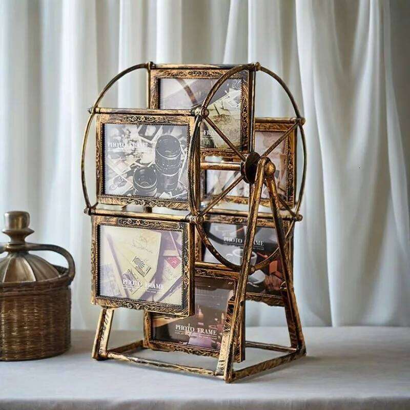 Rotatable Windmill Ferris Wheel Picture Frames,5"DIY Cute Multiple Carousel Photo Frames for Home Dcor Christmas Birthday Gifts H260306