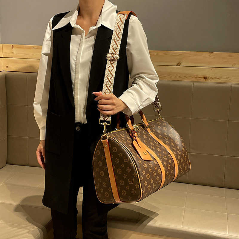 New Vintage Print Boston Bag Designer Large Capacity Business Travel Bag Oversized Carry-On Travel Tote