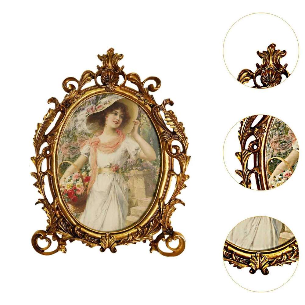 Oval Frame Picture Display Collecting Home Decor Fine Workmanship Desktop Ornament for Desk Bedroom Patio Office Cabinet H260306