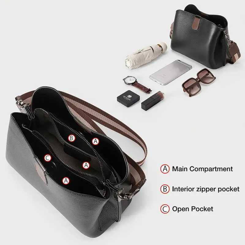 FOXER Genuine Leather Womens Shoulder Bag 2026 Casual Lager Tote Bag PVC Female Crossbody Purse H260306