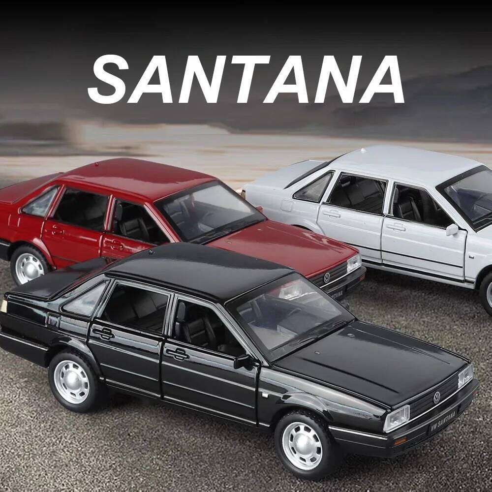 1:32 Santana CC Miniature Model Toy Diecast Alloy Car Sound Light Pull Back Door Opened Front Wheel Steering Cars Boy Gift Adult Z260306