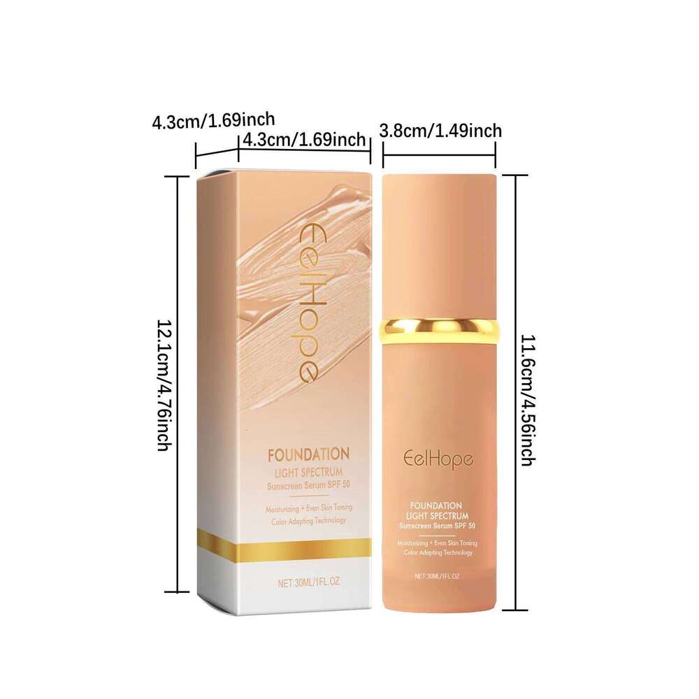 Color Changing Foundation Light Sunscreen Serum SPF 50 Concealer Full Coverage Moisturizing Face Makeup Base Cosmetics 26L0306