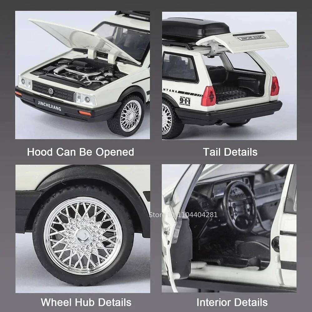 1:32 Scale Santana Wagon Diecast Alloy Model Toys Car Sound Light Pull Back Doors Opened Miniature Vehices Boys Collection Gifts Z260306