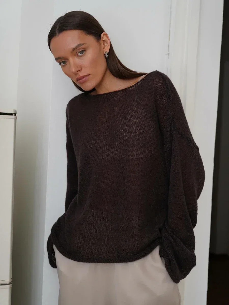 Bornladies Elegant Sweater Women Summer Autumn Casual Fashion Loose Pullovers Chic Pink White Jumper Sueter Mujer 260306