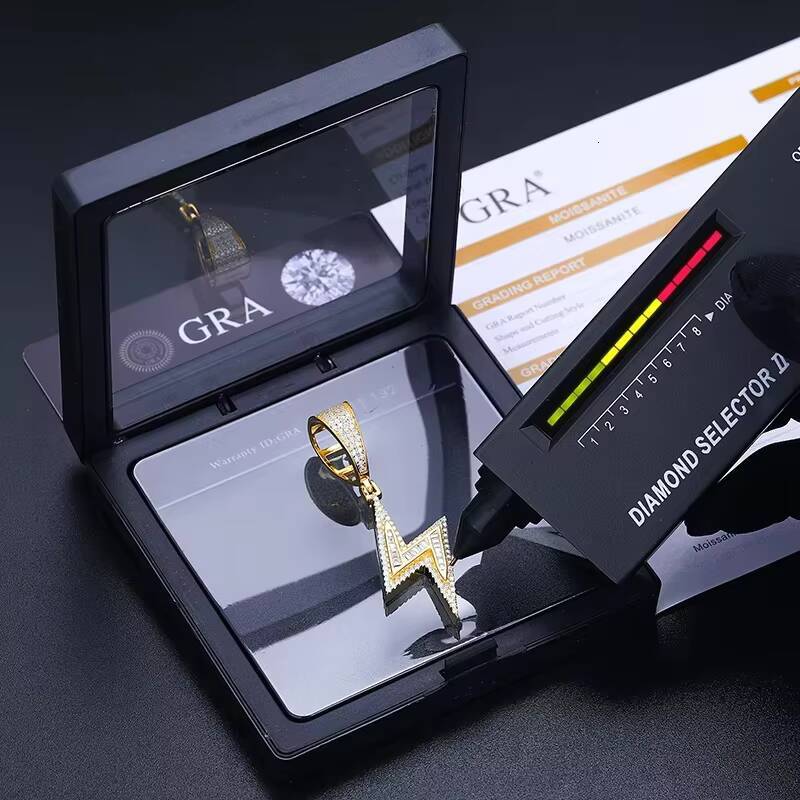 D Color Moissanite Diamond Pendant Necklace Gold Plated 925 Sterling Silver for Men Women with Hip Hop Style