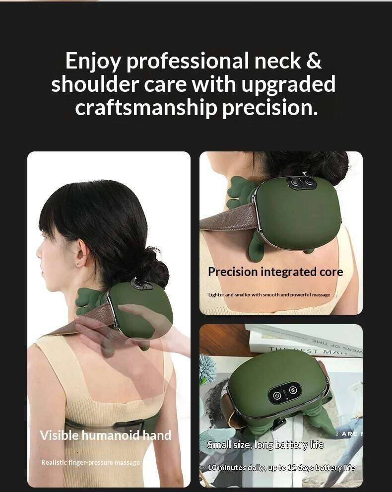 Portable Bionic Finger Neck Shoulder Massager Wireless Cervical Heated Trapezius Kneading Massage Shawl Brushless Motor Version 26Y0307