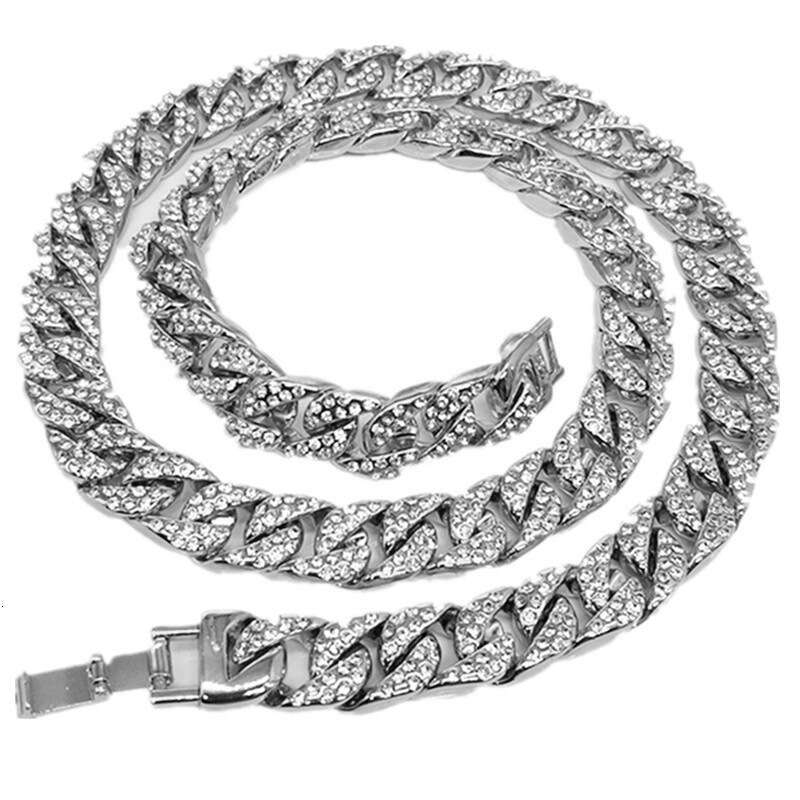 High-quality European and American original Cuban chain, trendy brand, full of diamonds, 15MM thick, exaggerated hip-hop necklace