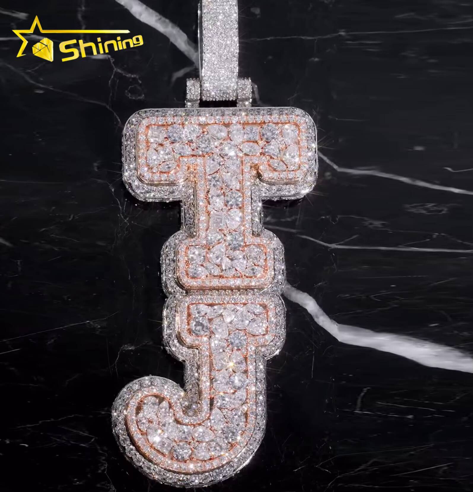 Customized Personal Rapper 3D Jewelry 925 Silver Charms Trendy Pendant Fully Iced Out Moissanite Letter Initial Hip Hop Pendant