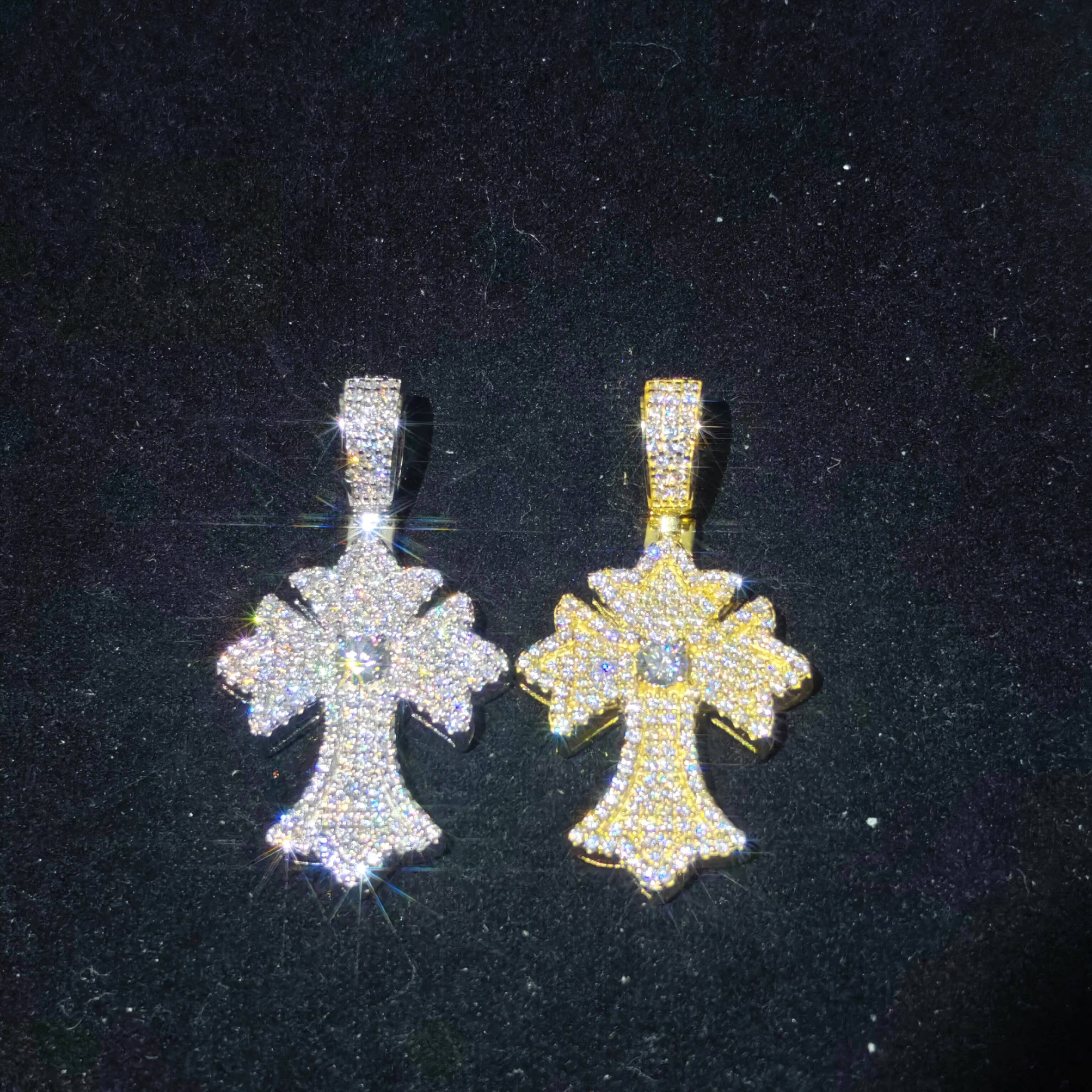 Factory Price Hip Hop Mens Cross Pendant Moissanite 925 Sterling Silver D VVS Moissanite Pendant
