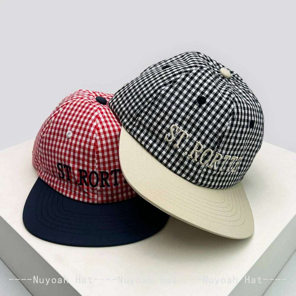 Little Daisy letter Plaid Baseball Hats Sunshade Color Block New Men Women Versatile Korean Flat Eave Fashion Peaked Caps Retro Y260304