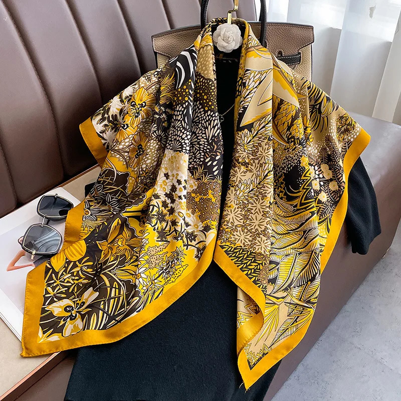 2024 Women Printed Horsehead Silk Scarf Fashion and Versatile Sunscreen Outer Shawl and Head scarf Wholesale 260302