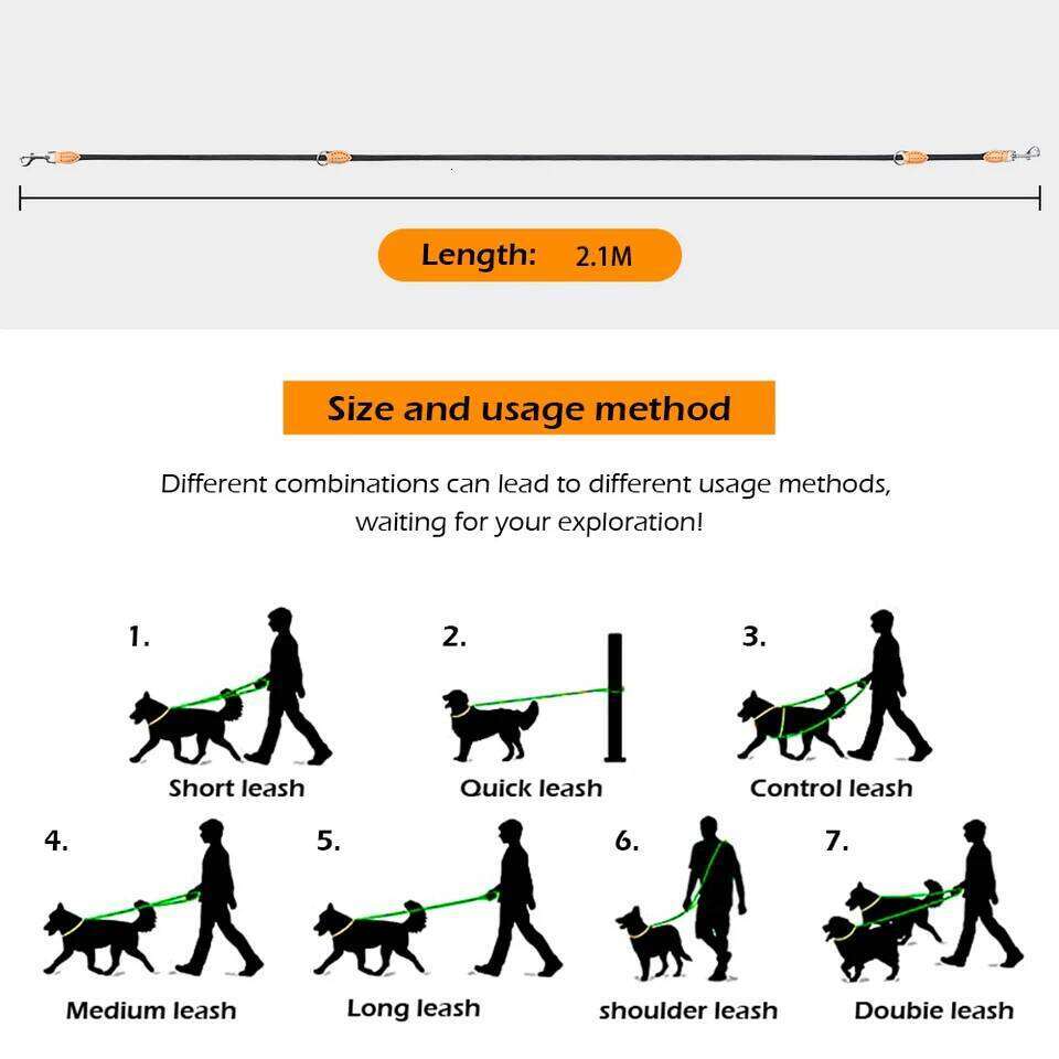 New Dog multifunctional 2.1M Generation Adjustable and Nylon For Large Hands Free Leash for 2 Dogs Universal 26Y0301