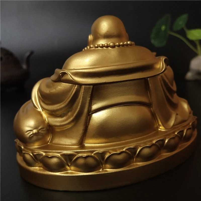 Chinese Golden Laughing Buddha Statue Feng Shui Decor for Home Office WealthT260307
